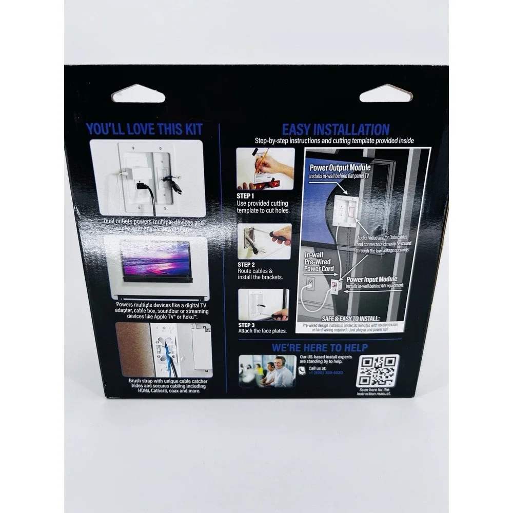 Sanus - In-Wall Cable Concealer Recessed Power Kit for Mounted TVs - White NIB